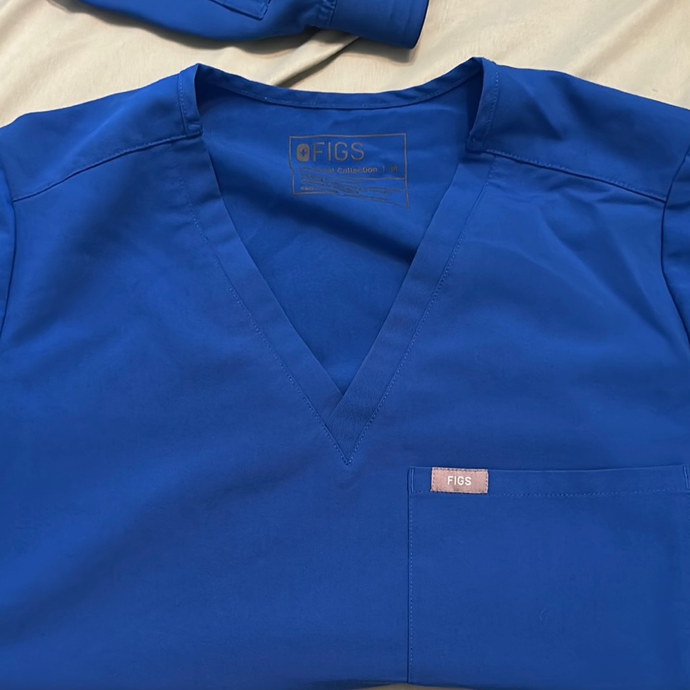 Figs Royal Blue V-Neck Scrub Top